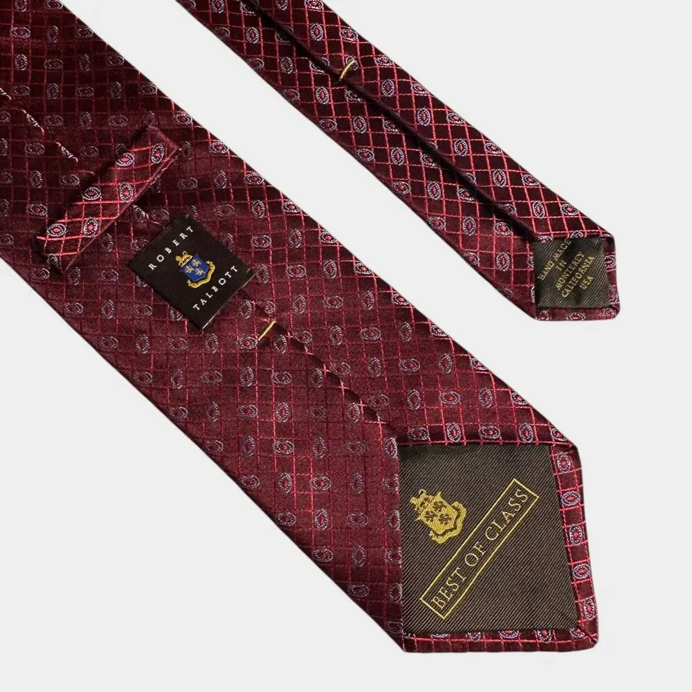 ROBERT TALBOTT Silk Tie Geometric/Polka dot 100% Silk Necktie Red/Blue NWOT